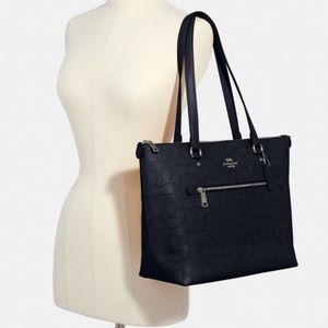 Coach Gallery Tote Signature Leather Purse Dk Blue